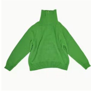 Green Half-Zip Mock Neck Sweater